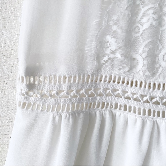 Mango Suit Drop Waist Dress Woman’s Size 2 Ivory White Lace Details Feminine - Picture 6 of 10